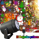 Christmas Projection Lamp, Sleek Black Matte Body, Compact & Portable, USB Powered, 20 Dynamic Rotating Patterns, Creates Colorful Dreamy Holiday Light Ambiance