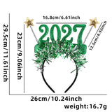 4PCS 2027 New Year Glitter Headbands: Glitter Numbers with Star Antennas, Available in Red, Green, Gold, and Silver, Lightweight and Eye-Catching Party Essentials.