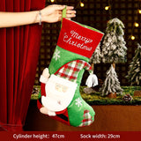 Christmas Plush Decorative Stockings, Exquisite Patchwork Craft, Fill Them with Fairy Tales and Surprise Gifts (Plaid Hat Santa)