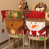 Christmas Handmade Fabric Chair Cover, Snowman 3D Appliqué, Brighten Up Your Holiday Atmosphere