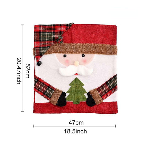 Christmas Handmade Fabric Chair Cover, Santa Claus 3D Appliqué, Brighten Up Your Holiday Atmosphere