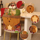 Christmas Handmade Fabric Chair Cover, Santa Claus 3D Appliqué, Brighten Up Your Holiday Atmosphere