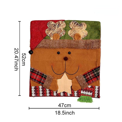 Christmas Handmade Fabric Chair Cover, Reindeer 3D Appliqué, Brighten Up Your Holiday Atmosphere