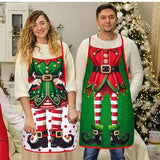 Christmas Elf Apron Set 4-Piece: Classic Red and Green Color Scheme, Fun Three-Dimensional Print, Suitable for Both Adults and Children, Essential for Baking and Parties.