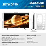 SKYWORTH 65X6600H QD-Mini LED 4K Smart TV, Matte Anti-Glare Display, 120Hz Turbo Mode, AI 4K Upscaling, AI Color Enhancement，Google TV, Dolby Atmos+Dolby Vision, 30W Speakers，HDMI2.1