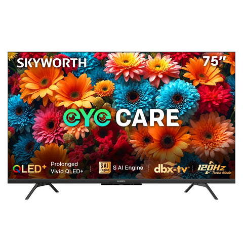 SKYWORTH Q6600H 75" - QLED+ 4K Smart Google TV, Gen 5 Quantum Dot, 120Hz Refresh Rate, AI-Powered Picture, Dolby Audio DBX-tv Audio, Voice Control, Screen Casting, HDR, Eco-Friendly Design