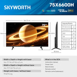 SKYWORTH 75X6600H QD-Mini LED 4K Smart TV, Matte Anti-Glare Display, 120Hz Turbo Mode, AI 4K Upscaling, AI Color Enhancement，Google TV, Dolby Atmos+Dolby Vision, 30W Speakers，HDMI2.1 In Australia - Darrahopens