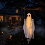 Swinging Ghost Halloween Porch Decoration, Spooky Hanging Decor for Outdoor Holiday Displays (white) In Australia - Darrahopens