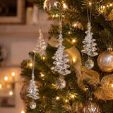 Set of 24 Crystal Tree Hanging Ornaments for Holiday, Mantel, Party & Christmas Decor (Clear)