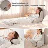 Cozy Reading Pillow with Arms for Bed, Perfect for Relaxing, Reading, Gaming, and More, 80*40*60cm (Beige Gray)