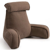 Bed Backrest Reading Pillow with Arms for Long Sitting, Gaming, and Relaxation, 80*40*60cm (Brown) In Australia - Darrahopens
