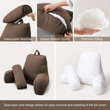 Bed Backrest Reading Pillow with Arms for Long Sitting, Gaming, and Relaxation, 80*40*60cm (Brown)