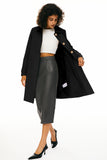 Classic Single-Breasted Trench Coat for Daily, Office & Casual Occasions, L (Black)