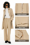 Classic Single-Breasted Trench Coat for Daily, Office & Casual Occasions, L (Black)