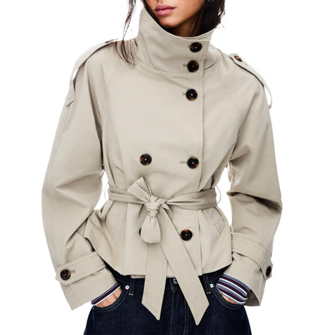 Women’s Short Trench Jacket – Versatile Layer for City Outings & Seasonal Dressing, XS (light beige) In Australia - Darrahopens