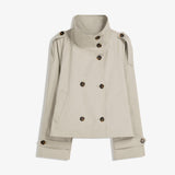 Women’s Short Trench Jacket – Versatile Layer for City Outings & Seasonal Dressing, XS (light beige)