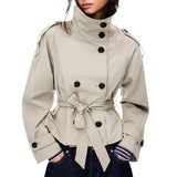 Women’s Short Trench Jacket – Versatile Layer for City Outings & Seasonal Dressing, L (light beige) In Australia - Darrahopens