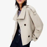 Women’s Short Trench Jacket – Versatile Layer for City Outings & Seasonal Dressing, XXL (light beige)