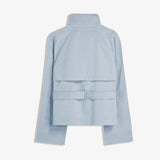 Women’s short trench coat, perfect for commuting, weekend getaways and autumn layering, L (Light Grey Blue)