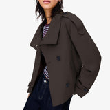Women's short trench coat perfect for commutes, weekend getaways and layered fall outfits, XXL (Dark Brown) In Australia - Darrahopens