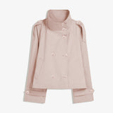 Cropped trench jacket for fall and winter, perfect for daily wear, commuting, and weekend trips, S (Light Beige) In Australia - Darrahopens