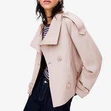 Cropped trench jacket for fall and winter, perfect for daily wear, commuting, and weekend trips, XXL (Light Beige) In Australia - Darrahopens