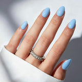 Full Cover Oval Press-On Nails Set: Easy, Trendy For Daily Wear, Parties & Gifting (Light Sky Blue) In Australia - Darrahopens