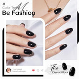 Short Oval Press-On Nails Kit for Easy, At-Home Manicures, Perfect for Gifting (Black)