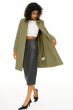 Women’s Mid-Length Single-Breasted Trench Coat for Office, Weekend & Transitional Seasons, S (khaki green)