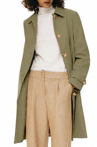 Women’s Mid-Length Single-Breasted Trench Coat for Office, Weekend & Transitional Seasons, L (khaki green) In Australia - Darrahopens