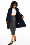 Women's Single-Breasted Mid-Length Trench Coat for Office, Commute & Casual Outings, S (Midnight Blue)