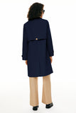 Women's Single-Breasted Mid-Length Trench Coat for Office, Commute & Casual Outings, S (Midnight Blue)