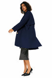Women's Single-Breasted Mid-Length Trench Coat for Office, Commute & Casual Outings, M (Midnight Blue)