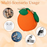Mini Fruit Keychain Pouch Perfect for Backpacks, Purses, and Daily Carry Essentials (Orange)