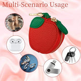 Cute Fruit Shaped Coin Purse Keychain for Backpacks, Handbags and Everyday Carrying (red)