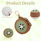 Kiwi Shaped Mini Coin Pouch Keychain, Perfect for Backpacks, Handbags and Daily Carry (Brown)