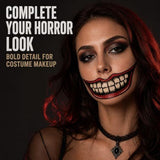 10 Horror Mouth Temporary Tattoos for Halloween Costumes, Cosplay, Spooky Makeup (Red)