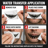 10 Horror Mouth Temporary Tattoos for Halloween Costumes, Cosplay, Spooky Makeup (Red)