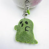 Sparkly Ghost Keychain for Backpacks, Keys, Bags & Halloween Themed Accessories (bright green)
