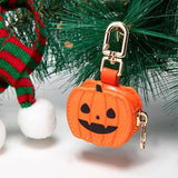 Cute Halloween Pumpkin & Spider Web Keychain Pouches For Bags & Backpacks (Orange)