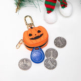 Cute Halloween Pumpkin & Spider Web Keychain Pouches For Bags & Backpacks (Orange)