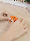 Cute Halloween Pumpkin & Spider Web Keychain Pouches For Bags & Backpacks (Orange)