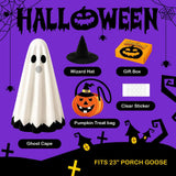 Halloween Ghost Goose Outfit Kit, Perfect for Dressing Up Porch Statues for Spooky Holiday Decor, 55*35*35 (white) In Australia - Darrahopens
