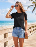 Versatile Soft Crew Neck Short Sleeve Top for Workouts, Gym & Casual Daily Wear, M (Black)