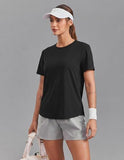 Versatile Soft Crew Neck Short Sleeve Top for Workouts, Gym & Casual Daily Wear, M (Black)