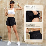 High-Waisted Women’s Athletic Shorts for Gym, Running, Yoga, and Casual Wear, XL (Black)