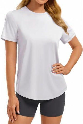 Versatile Soft Short-Sleeve Crewneck T-Shirt For Workout, Gym & Daily Casual Wear, M (white) In Australia - Darrahopens
