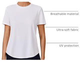 Versatile Soft Short-Sleeve Crewneck T-Shirt For Workout, Gym & Daily Casual Wear, L (white)