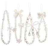 4 Pcs Beaded Phone Charms for Phones, Cameras – Fashionable Cute Accessories for Daily Use, Gifting (white)