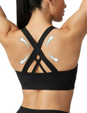 Women's Medium Support Cross Back Sports Bra For Yoga, Running & Gym Workouts, S (Black)